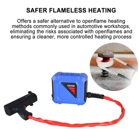 Powerful 1800W Induction Heater For Yanking Frozen Bolts And Freeing Seized Nuts With Four Hot Swap Coils Plus A Tough Transport Case For Real Shop Floor Work in blue with red coil.