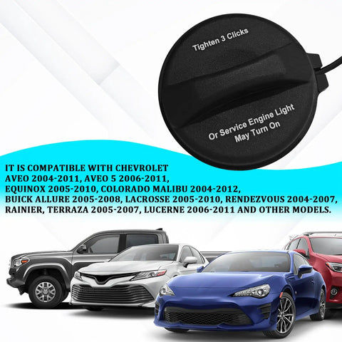 Gas Cap Replacement OEM 95995094 with vehicles compatible list for Chevy Malibu Impala Equinox and more GM models.
