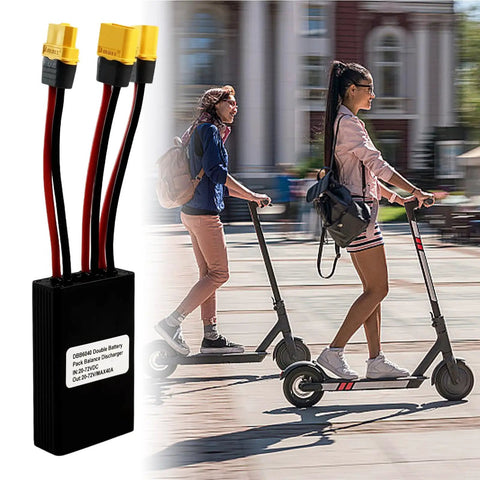 Hella Reliable Dual Battery Connector 20V To 72V 40A Parallel Adapter For Electric Scooters with XT60 plugs and riders.