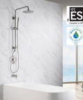 Brushed Nickel Retrofit Shower System With 9 Inch Rain Shower Head Drill Free Install Tool Free Retrofit No Tile Damage