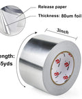 Bomei Pack Heavy Duty Aluminum Foil Tape For HVAC And Metal Repair Plus Air Ducts Sealing, 3 Inch Wide roll with release paper.