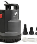 Submersible Sump Pump 3/4HP 3300GPH Utility Water Pump with auto manual control and integrated float switch, accessories shown