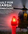 Tough As Nails Emergency Medivac Landing Zone Light Kit With Waterproof LED Strobe Markers for Aircraft next to helicopter in action.