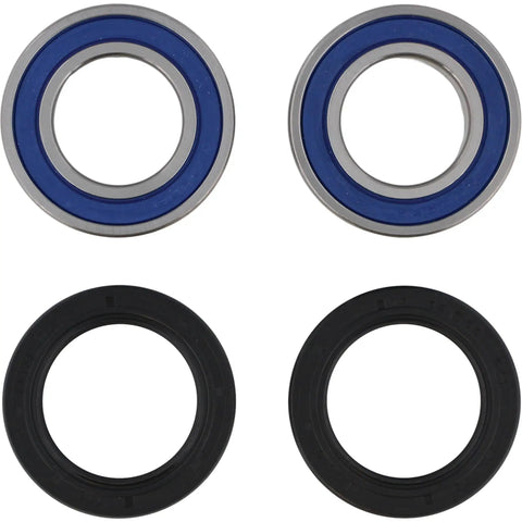 Sturdy Rear Wheel Bearing Set Fits Suzuki King Quad Lta400 500 Cc Atv High Speed Abec 3 Bearings showing two blue ball bearings and two black seals.