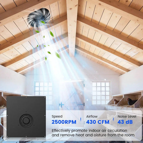 Solar Powered 25W Exhaust Fan For Chicken Coop And Greenhouse 430CFM Cooling IP67 Waterproof Solar Panel No Wiring Needed