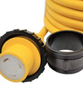 RV Shore Power Extension Cord 50 Ft L5-30 Twist Lock 30A With Seal Collar Yellow Nickel-Plated Brass Pins 100% Copper Conductors Marine Grade UL Listed