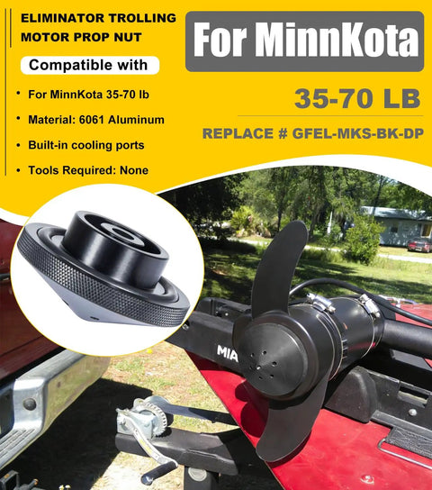Aluminum Prop Nut For MinnKota Trolling Motors 35-70 Lb Models Replacement GFEL MKS BK DP installed on trolling motor