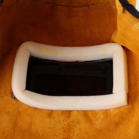 Close-up of sponge padding on cowhide leather welding hood auto darkening lens Pancake Style Helmet for arc welding
