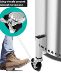 Close-up of locking wheel action on Beefy Heavy Duty Fire Pit Rolling Stand With 360 Swivel And Locking Wheels Universal Fit 15 To 27 Inch Pits