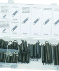 54 Piece Extension Spring Set In Durable PP Storage Case With Built In Size Chart, Includes 24 Different Spring Sizes, Black Oxide Finish