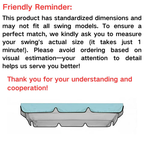Durable 420D Oxford Canopy Replacement Cover For 2-3 Seater Outdoor Garden Swings Built To Last Weatherproof Waterproof UV Shield No Fuss Install Sun Shade Long Lasting Protection In Sky Blue with reminder note