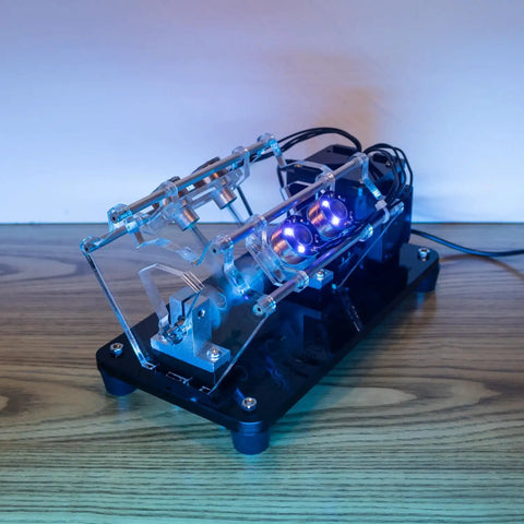 Solenoid Electromagnetic Engine DIY Multi Level Coil Kit with integrated boost circuit on a wooden table