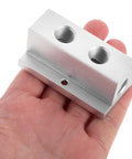 Multi Port T Type Pneumatic Air Manifold Block 2 Way 4 Hole Compact Gas Distributor in hand, showing durable silver finish