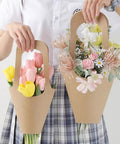 50 Pack Kraft Paper Flower Gift Bags Brown Hanging Bouquet Wrapping Bags For Home Decoration Durable 7.5 By 35 Cm 2.9 By 13.8 In
