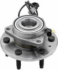 Front Wheel Bearing Hub Assembly Fits 4x4 4WD Chevy Silverado 1500 Suburban Tahoe GMC Sierra 1500 Yukon XL Cadillac Escalade ESV XTS 6 Lug With ABS Replaces 515160, front view.