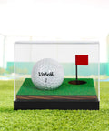 Clear Acrylic Golf Ball Display Case With Wood Base Dustproof Transparent Holder For Souvenir Golf Balls One Hole Design