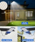 High Power Solar Street Light 400W Outdoor With Dusk Till Dawn Sensor 30000 Lumens 6000K LED on house and yard