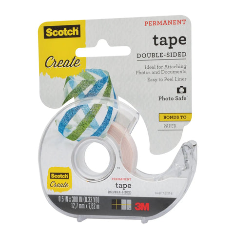 Double Sided Craft Tape 1/2 Inch Wide By 300 Inch Long Permanent Adhesive For Scrapbooks, Cards, School Projects, And Paper Crafts