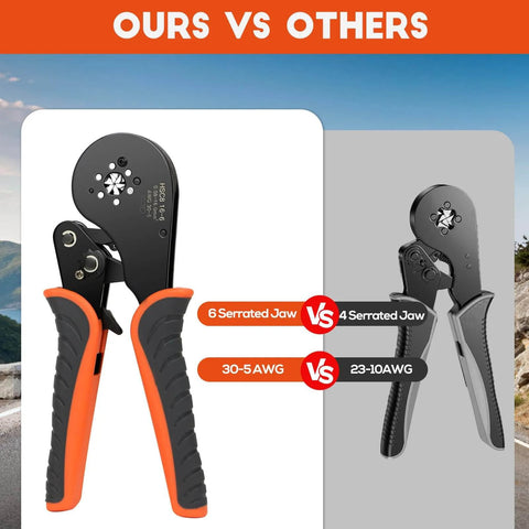 Comparison of 6 serrated jaw crimper from 2200 Piece Hexagonal Ferrule Crimping Tool Kit with other 4 serrated jaw crimper.