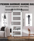Glass Sliding Barn Door With Solid Wood Frame 30 By 84 In Includes 5.5Ft Sliding Door Hardware Kit With Handle And Floor Guide