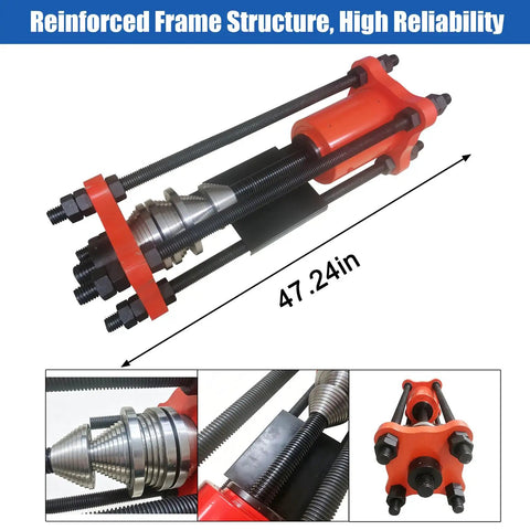 150 Ton Hydraulic Chain Pinning Machine Track Pin Removal Tool Heavy Duty Link Repair Press view, showing reinforced frame and measurement of 47.24in.