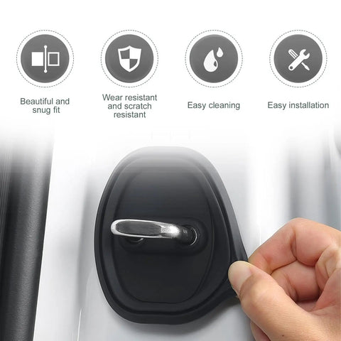 Extra Thick Silicone Car Door Latch Covers 4 Pack Self Stick Shock Absorbing Pad for silky smooth closures on car lock