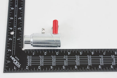 3/4 Inch Cam Lock Wrecker Pin Set, Tow Truck Spring Loaded Twist Lock Plunger detailed view with ruler for size reference.