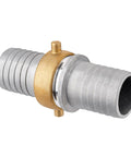 1.5 Inch Aluminum Pin Lug Fitting Set With Brass Swivel Nut And 2 Clamps For Heavy Duty, Leak Free Hose And Pipe Connections Across Industrial, Automotive, And Home Shop Uses. shown installed on hose ends