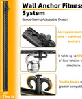 Adjustable Aluminum Resistance Band Wall Mount With 40 Inch Self Locking Track For Home Gym Fitness Anchors showing detailed design.