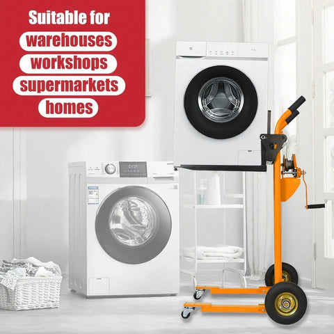 The Heavy Duty Manual Pallet Stacker Material Lift Winch Loader With 330 Lbs Capacity And Rubber Swivel Casters For Hassle Free Shop Floor Freight Hauling