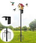 Heavy Duty Outdoor Bird Feeder Pole Kit With 60 Inch Ground Mount, 5 Prong Base, Adjustable Feeding Stand For Bird Watching And Weather Station
