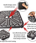 Straight Up Premium Air Fryer Grill Plate For Cosori 6 8 Quart Cookers shows handle design and adjustable legs for easy use.
