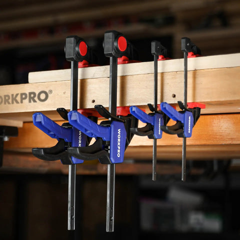 Go-To Mini Bar Clamp Set For Woodworking, Four-Piece One-Handed F Style Quick-Change Clamps, clamping wood pieces