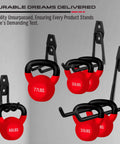 Heavy Duty Garage Tool Hook Set, 15-Piece Wall Mount Organizer Hangers shown with red weights of 33lbs to 77lbs.