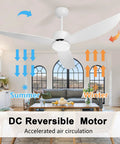 52 Inch Ceiling Fan With Lights Remote Control Easy Peasy Dimmable Led Quiet Dc Motor 6 Speed Reversible For Office