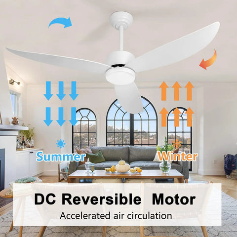 52 Inch Ceiling Fan With Lights Remote Control Easy Peasy Dimmable Led Quiet Dc Motor 6 Speed Reversible For Office