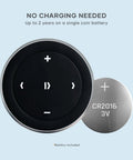 Bluetooth Media Button With Steering Wheel Mount For Cars And Bikes, wireless play pause and skip with battery shown