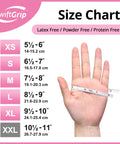Size chart for Pink Nitrile Gloves 3 Mil Disposable Latex Free Powder Free For Cleaning And Esthetician Work 100 Count Box Small Size