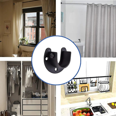 Beefy Heavy Duty Stainless Steel Closet Rod Brackets Set 1 Inch Diameter Black End Caps With Screws Rust-Resistant Curtain Rod Holder For Durable Closet Or Curtain Install 2 Pcs on wall rod uses