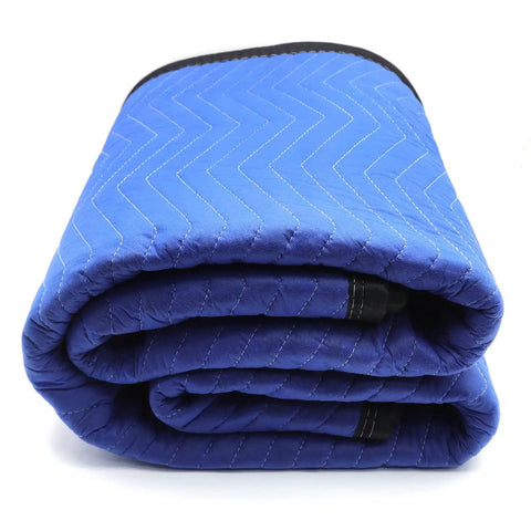 72x80 Extra Thick Furniture Moving Blanket Pack Of 12 Heavy Duty Protective Pads For Shipping And Moving, folded blue pad