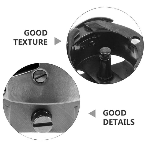 Pro Grade Metal Rotary Hook Sewing Machine Part For Flat Bed Industrial Machines With Advanced Computer Control And Precise Stitching Performance Dark Bobbin Case Accessory Designed For Heavy Duty Bulk Apparel Production And Home Use close-up texture