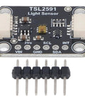 Ultra Accurate Digital Light Sensor Module TSL2591 With I2C Qwiic Interface 3 To 5V, High Sensitivity Lux Detector Capable Of Reading Up To 88000 Lux, Plug And Play Dope Optical Sensor For Prototype Builds. TSL2591 light sensor board with header pins