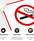 Straight Up Heavy Duty Aluminum No Smoking Sign For Your Company Setup Keep The Shop Floor Smoke Free Rust Resistant Indoor Outdoor Metal Wall Plate Super Durable detailed view with red circle, no smoking graphic