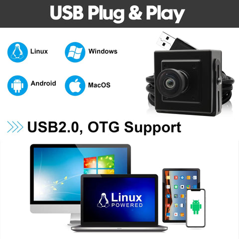 5MP 30FPS USB Fisheye Camera With IMX335 Sensor And M12 Lens for 3D printer, laser engraver, machine vision, and security.
