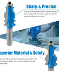 Architectural Molding Router Bit Set, Half Inch Shank, showing tungsten carbide body material and design details