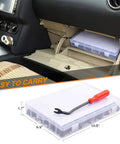 190 Piece Car Retainer Clips And Fastener Remover Kit in compact storage case, shown stored in a car glove compartment.