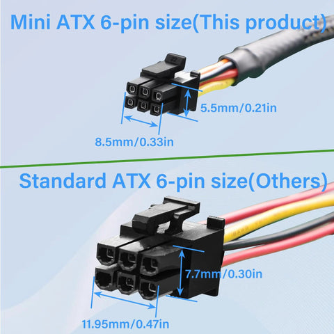 Mini ATX 6 Pin To SATA 15 Pin Power Conversion Cable 45cm And 15cm For SATA HDD SSD And Optical Drive Expansion Compatible With CT1250 ECT1205 ECT1250 QCT1250 QCS1250 Cases, ATX 6-pin size