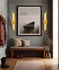 NICRX 2 Pieces Modern Gold LED Wall Sconce, Geometric Metal and Acrylic Vertical Wall Lamp, Minimalist LED Light for Bedroom, Living Room, Hallway – 8 W, 48 cm, 3 Light Tones (2pcs-L&D) in stylish entryway.