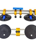 Two-piece 6-inch stone seam setter with vacuum suction cups, yellow clamps and blue adjustment knobs