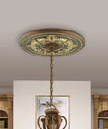 Traditional Ceiling Medallion Hand Applied Palatial Bronze With Gilded Accents 22.5 Inch Diameter Classic Ornate Decor